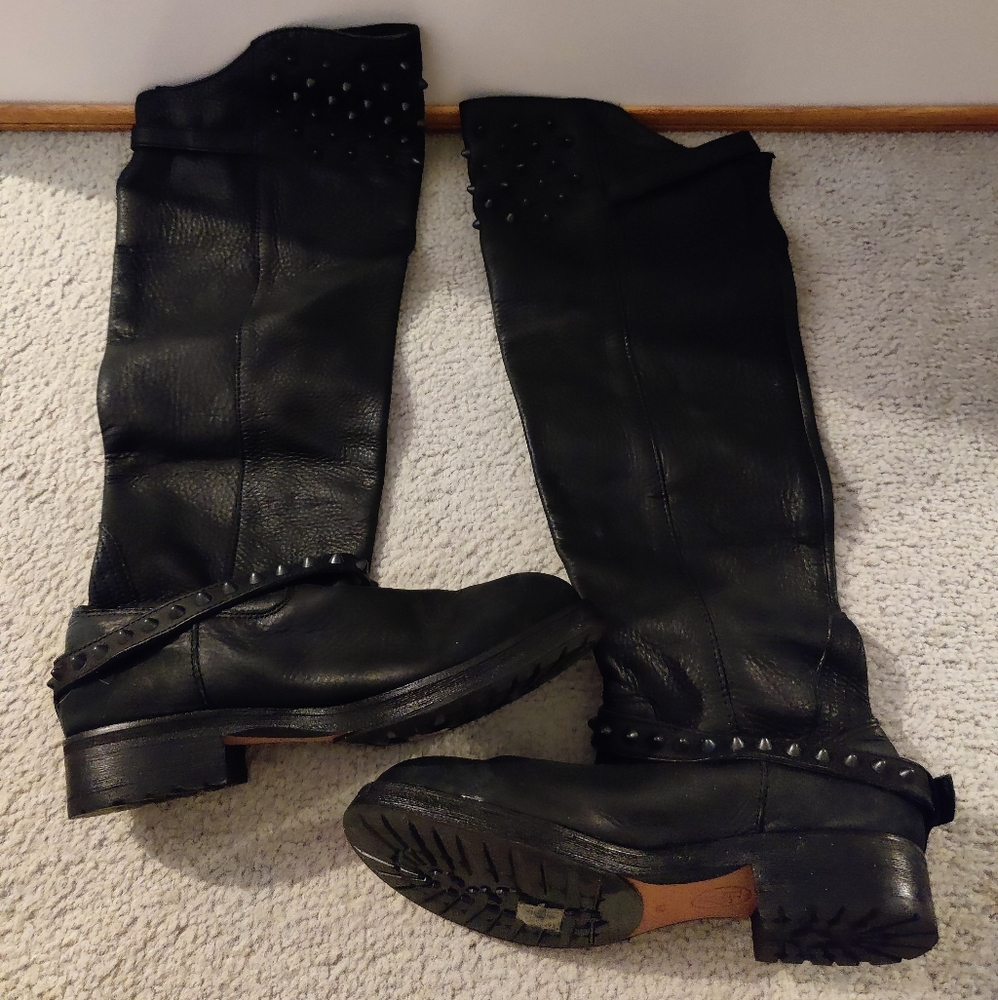 Ash Black Ankle Boots with Studded Detail